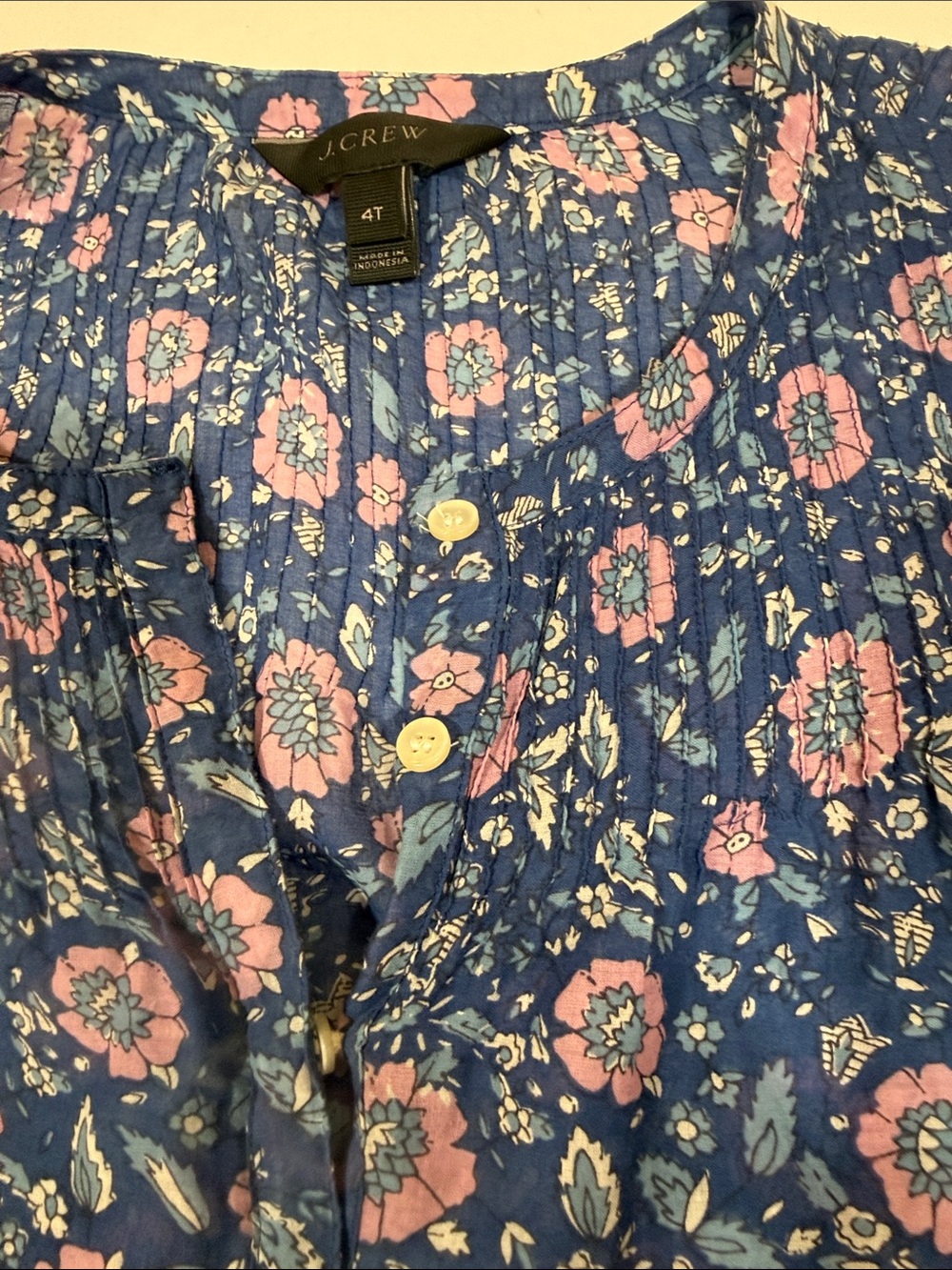 JCREW 100% Cotton Voile popover in floral block print Blue Small - Picture 11 of 14